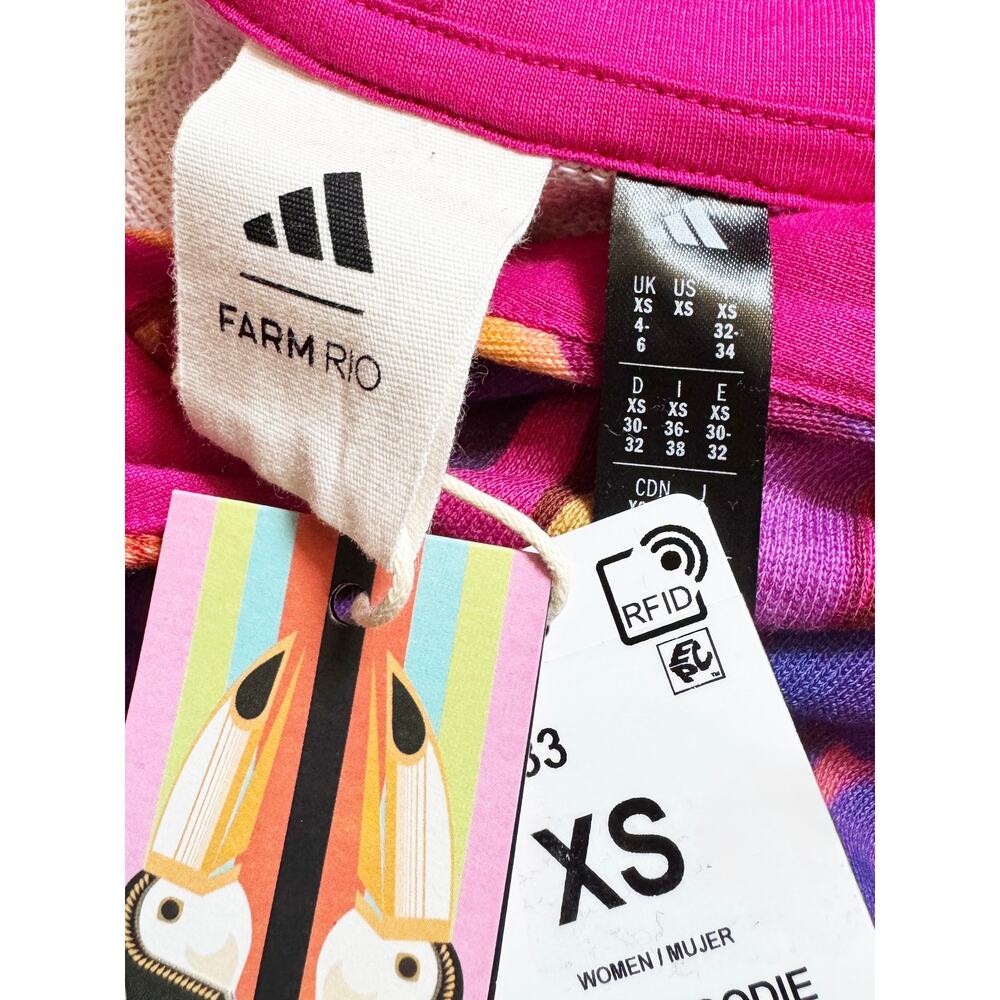 NEW ADIDAS FARM RIO Bold Pink Cropped Jacket Tropical Hoodie Size XS - Picture 5 of 7
